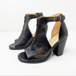 Bed Stu Olena Zip Front Peep Toe Heels Sz 7.5